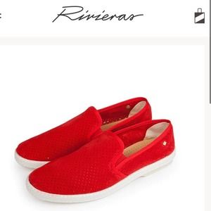 NEW! RIVIERAS Men's Classic Red Suede Slip On Leisure Shoes 9.5